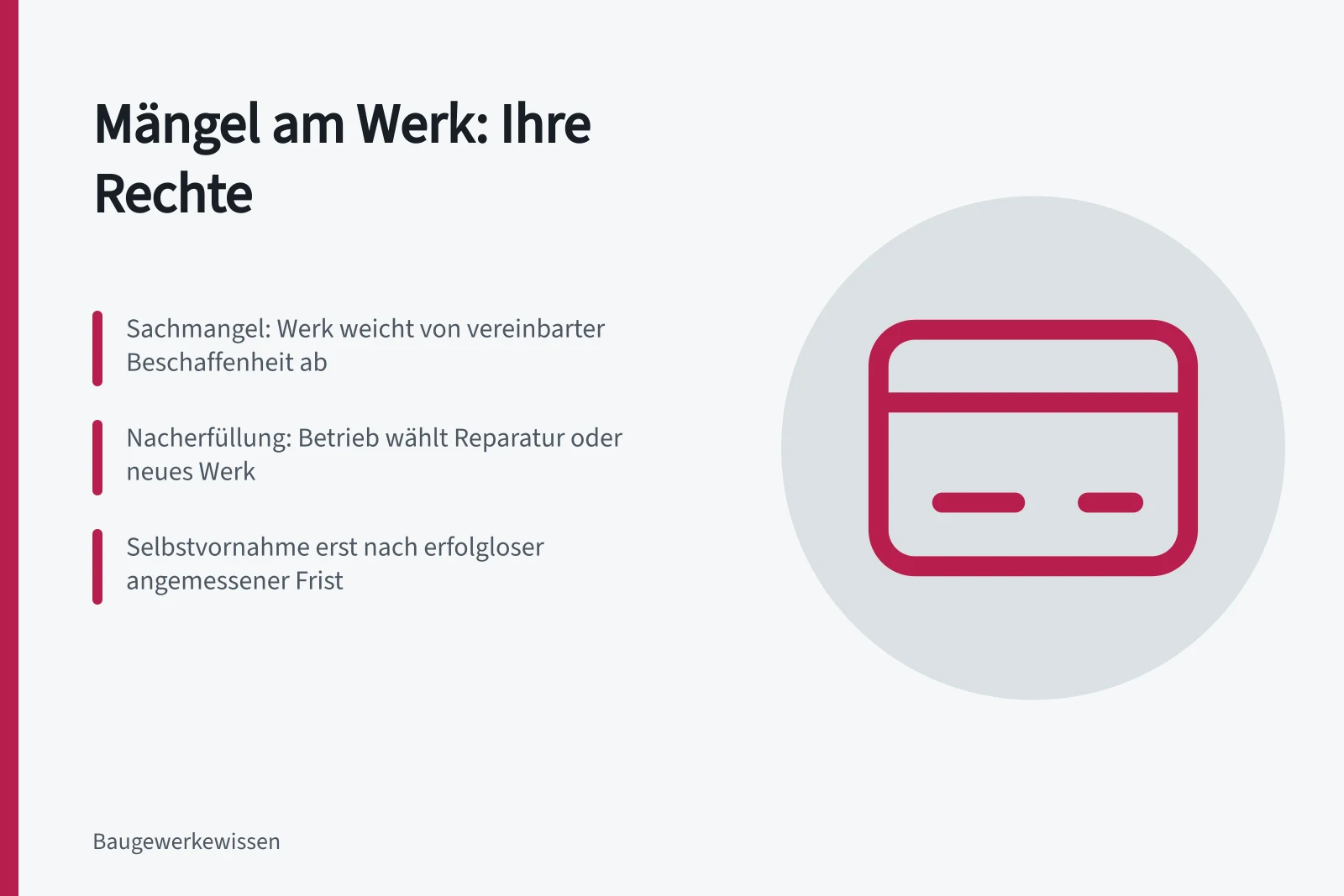 Karte zu Rechten bei mangelhafter Handwerkerleistung nach BGB